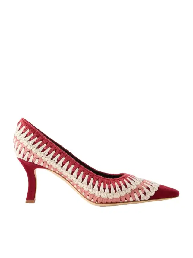 Ombohi 70 Raffia-trimmed Crocheted Pumps