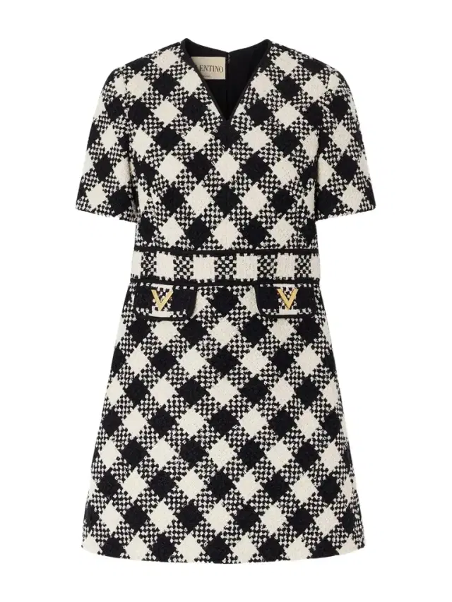 Checked Tweed Mini Dress