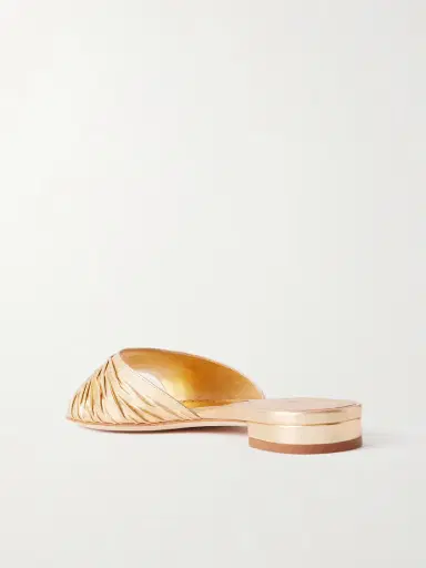 Manolo Blahnik Parua Pleated Metallic Leather Slides | Thumbnail 3 Manolo Blahnik Parua Pleated Metallic Leather Slides | Thumbnail 3
