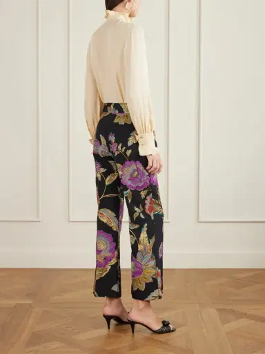 Valentino Garavani Floral-brocade Wool-blend Straight-leg Pants | Thumbnail 3 Valentino Garavani Floral-brocade Wool-blend Straight-leg Pants | Thumbnail 3