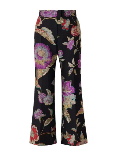 Valentino Garavani Floral-brocade Wool-blend Straight-leg Pants | Thumbnail 1 Valentino Garavani Floral-brocade Wool-blend Straight-leg Pants | Thumbnail 1