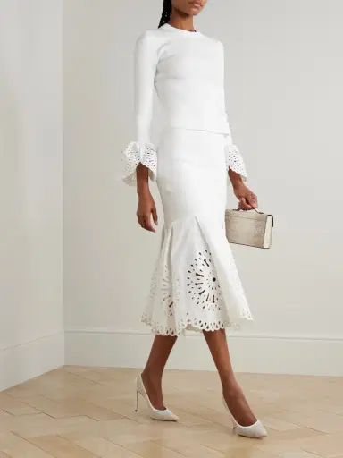 Simkhai Cotton-blend Guipure Lace And Knitted Midi Skirt | Thumbnail 2
