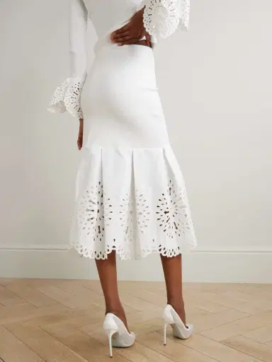 Simkhai Cotton-blend Guipure Lace And Knitted Midi Skirt | Thumbnail 3