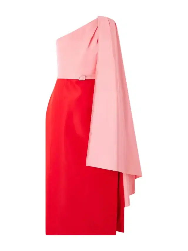 Belted Color-block Silk-faille Midi Dress