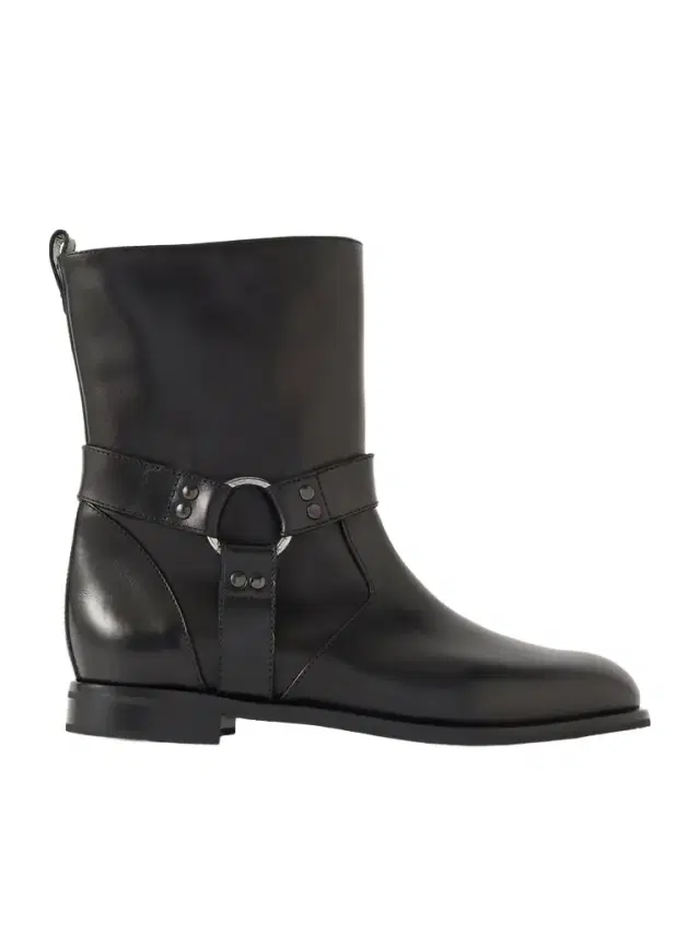 Calica Buckled Leather Biker Boots