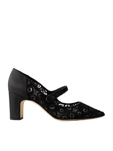 Manolo Blahnik Campariba 70 Satin-trimmed Lace Mary Jane Pumps | Thumbnail 1 Manolo Blahnik Campariba 70 Satin-trimmed Lace Mary Jane Pumps | Thumbnail 1