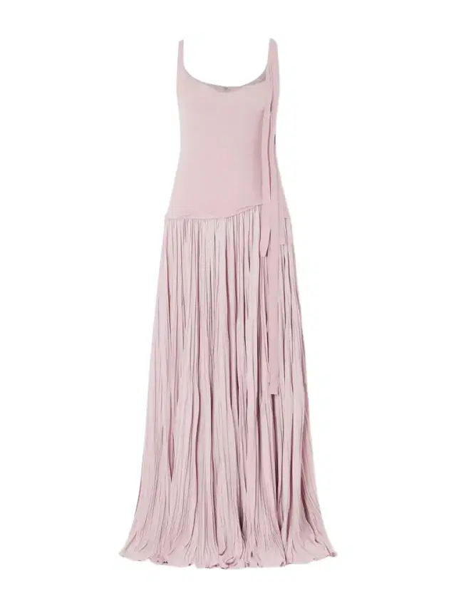 Bow-embellished Pleated Crepe Gown