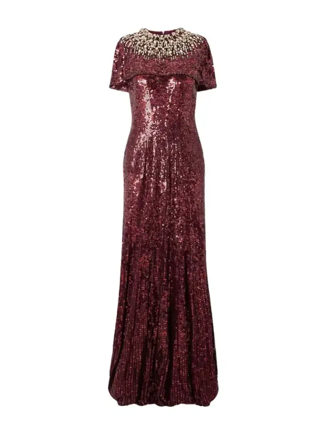 Radiant Sequined Crepe Gown