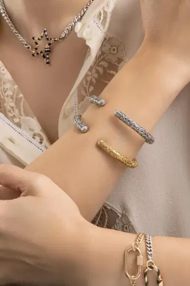 Marla Aaron Embossed Hinged Cuffling | Thumbnail 3 Marla Aaron Embossed Hinged Cuffling | Thumbnail 3