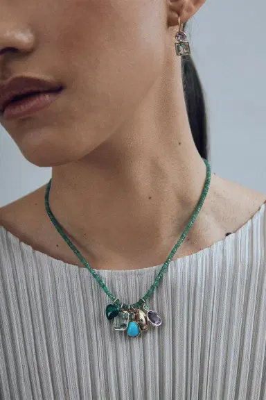 LIZZIE FORTUNATO FINE Emerald Tiny Beaded Necklace | Thumbnail 2