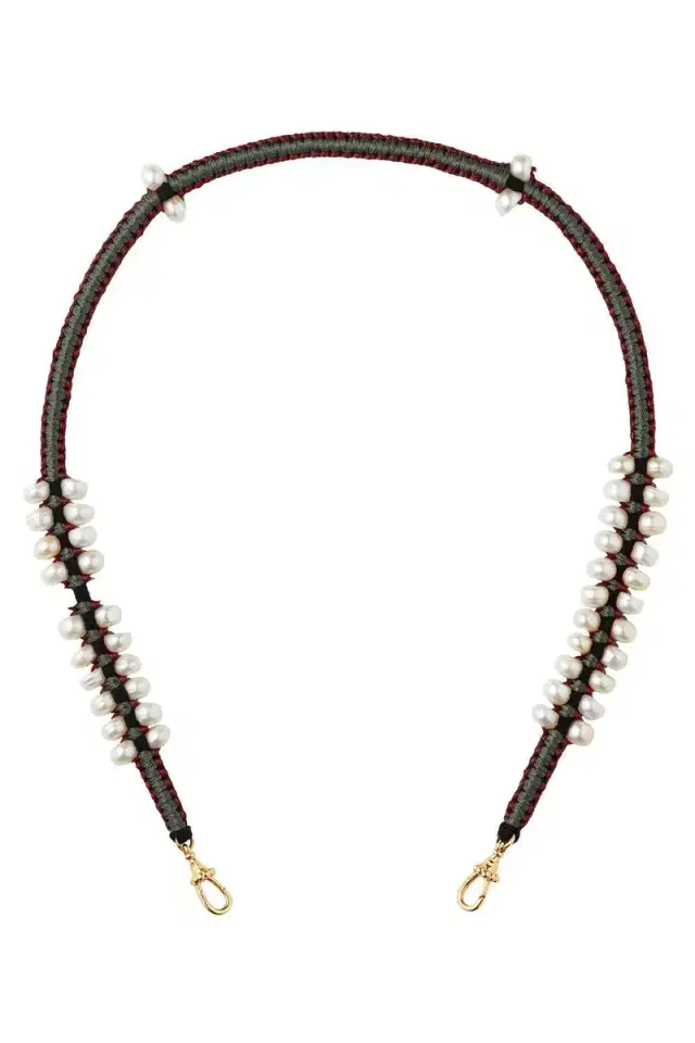 Marie Lichtenberg Pearl Grey Burgundy Ica Mauli Necklace