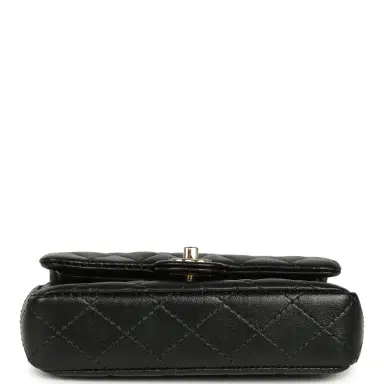 Chanel Chanel Nano Classic Double Flap Bag Charm Black Lambskin Light Gold Hardware | Thumbnail 6 Chanel Chanel Nano Classic Double Flap Bag Charm Black Lambskin Light Gold Hardware | Thumbnail 6