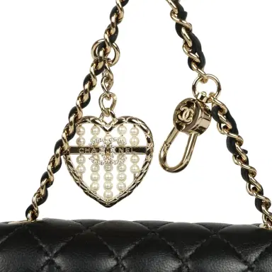 Chanel Chanel Nano Classic Double Flap Bag Charm Black Lambskin Light Gold Hardware | Thumbnail 8 Chanel Chanel Nano Classic Double Flap Bag Charm Black Lambskin Light Gold Hardware | Thumbnail 8