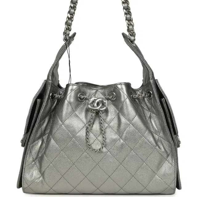 Chanel Chanel Small 25 Hobo Bag Metallic Anthracite Caviar Silver Hardware