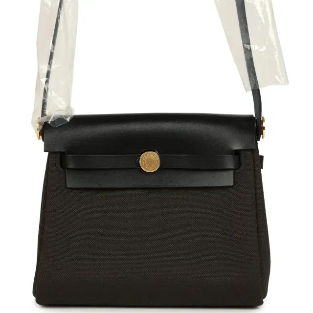 hermes Hermes Herbag Zip 20 Mini Dark Bronze Toile Militaire Canvas and Black Vache Hunter Gold Hardware