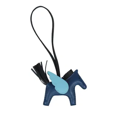 HERMÈS Hermes Pegase Rodeo Bag Charm PM Bleu Tie, Celeste and Bleu Nuit Milo Lambskin | Thumbnail 2