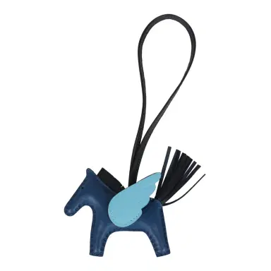HERMÈS Hermes Pegase Rodeo Bag Charm PM Bleu Tie, Celeste and Bleu Nuit Milo Lambskin | Thumbnail 1