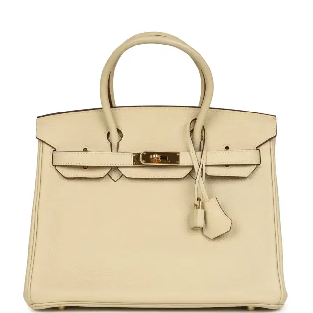 hermes Pre-owned Hermes Birkin 30 Parchemin Clemence Gold Hardware