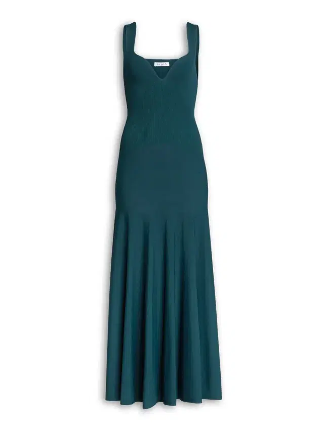 Fit & Flare Rib Knit Midi Dress