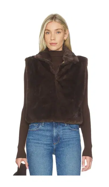 Line & Dot Dane Faux Fur Top | Thumbnail 1