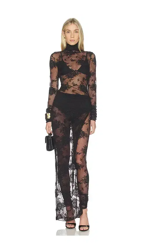Tessa Lace Turtleneck Openback Jumpsuit