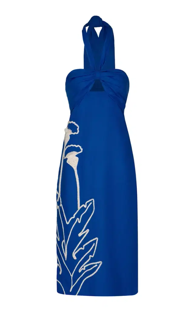 Inoportuna Embroidered Linen Midi Dress