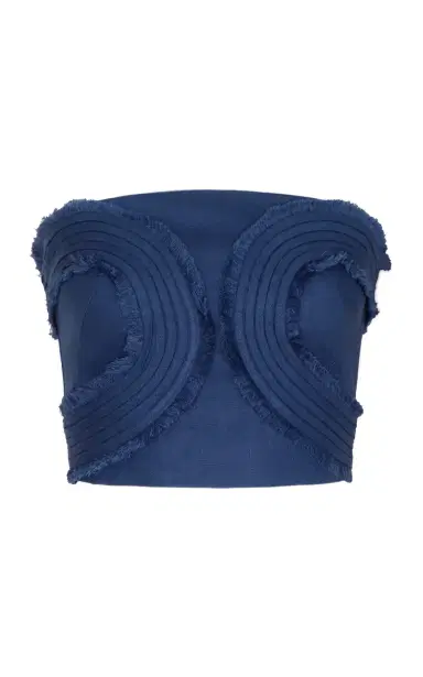 ANDRES OTALORA Tan Calida Embroidered Linen Top | Thumbnail 1