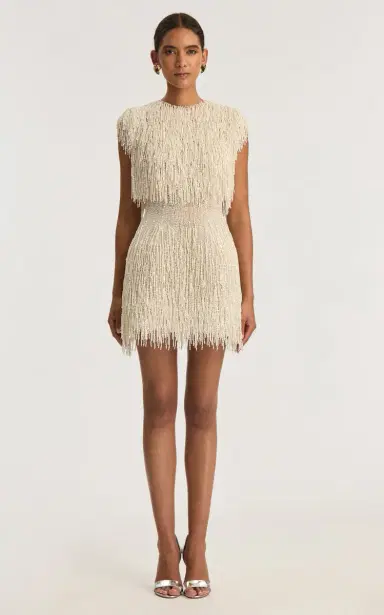 Oscar de la Renta Pearl-Fringed Mini Dress | Thumbnail 3