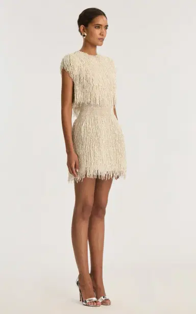 Oscar de la Renta Pearl-Fringed Mini Dress | Thumbnail 4