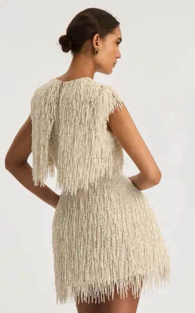 Oscar de la Renta Pearl-Fringed Mini Dress | Thumbnail 5