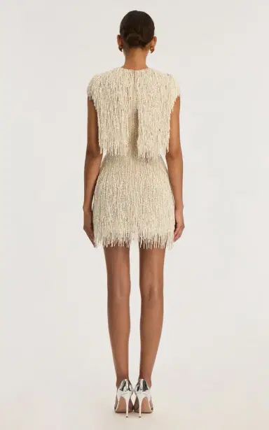 Oscar de la Renta Pearl-Fringed Mini Dress | Thumbnail 6