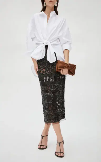 Carolina Herrera Twist-Front Stretch-Cotton Shirt | Thumbnail 2