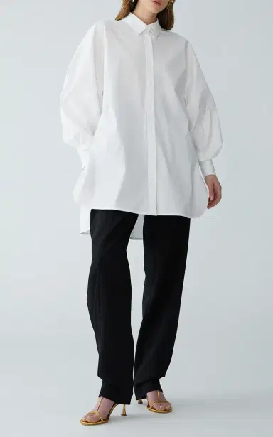 Carolina Herrera Twist-Front Stretch-Cotton Shirt | Thumbnail 3