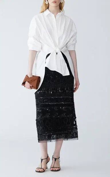 Carolina Herrera Twist-Front Stretch-Cotton Shirt | Thumbnail 5