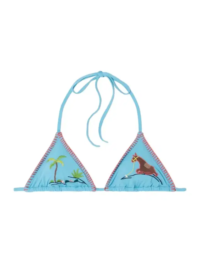 Lido Embroidered Triangle Bikini Top