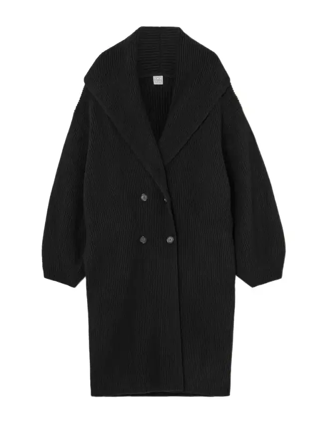 Double-breasted Ribbed Wool Cardigan