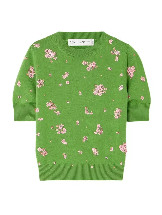Floral Crystal And Sequin-embellished Wool Sweater