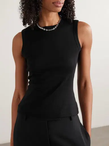 FLORE FLORE Esmé Ribbed Organic Cotton-jersey Tank | Thumbnail 3 FLORE FLORE Esmé Ribbed Organic Cotton-jersey Tank | Thumbnail 3