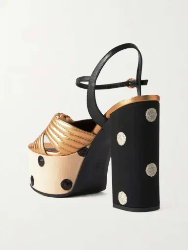 Valentino Garavani Crasher 125 Knot-detailed Sequined Moiré And Leather Platform Sandals | Thumbnail 3 Valentino Garavani Crasher 125 Knot-detailed Sequined Moiré And Leather Platform Sandals | Thumbnail 3
