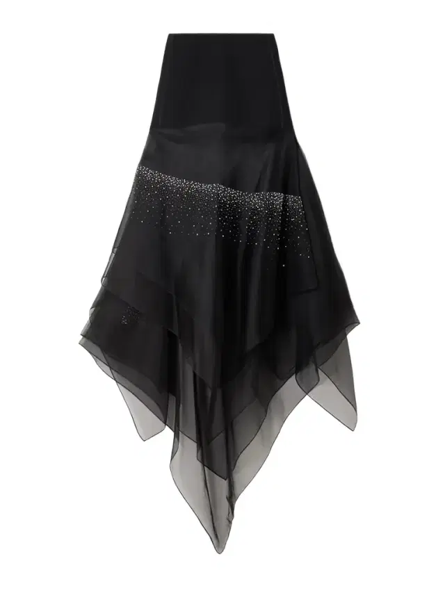 Meet The Sky Asymmetric Crepe And Bead-embellished Silk Skirt