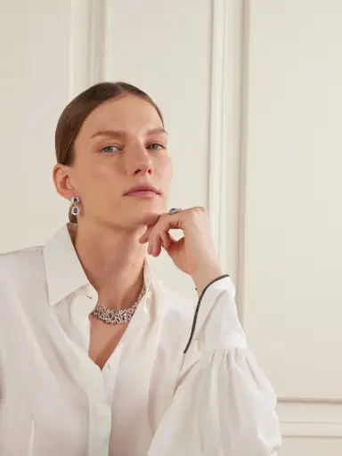 Suzanne Kalan 18-karat White Gold, Sapphire And Diamond Earrings | Thumbnail 2