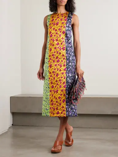 La DoubleJ Paneled Embroidered Cloque Maxi Dress | Thumbnail 2