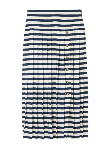 Rixo Una Pleated Striped Silk Crepe De Chine Midi Skirt | Thumbnail 1 Rixo Una Pleated Striped Silk Crepe De Chine Midi Skirt | Thumbnail 1