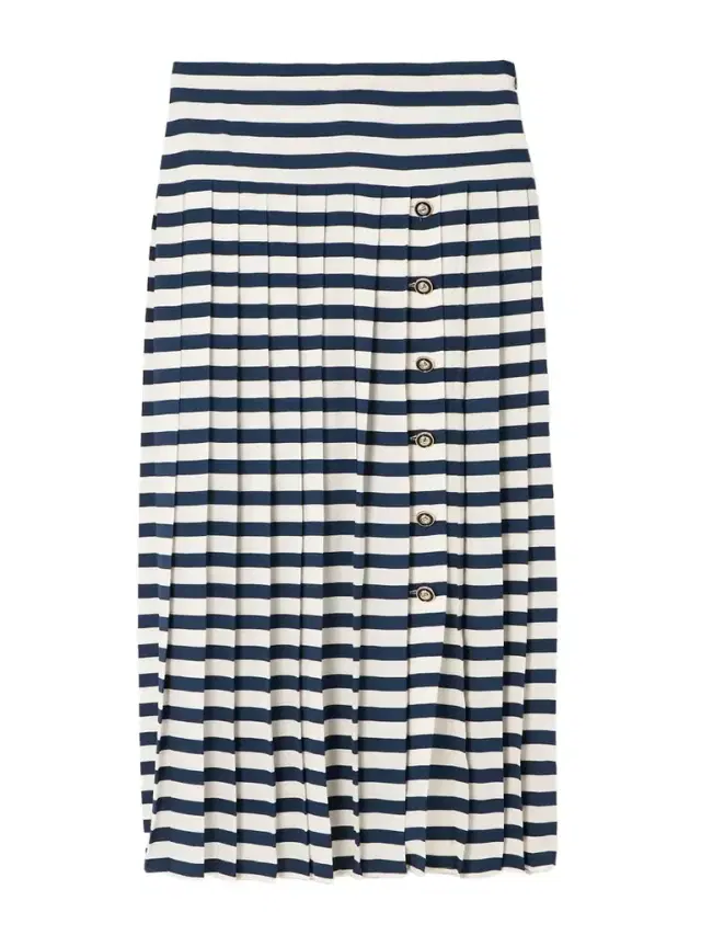 Una Pleated Striped Silk Crepe De Chine Midi Skirt