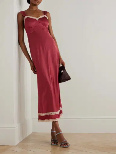 Rixo Lucie Lace-trimmed Crepe De Chine Midi Dress | Thumbnail 2