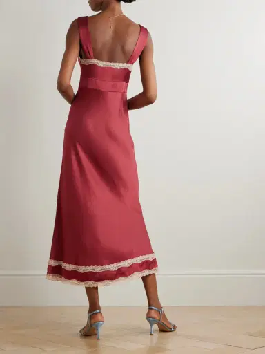 Rixo Lucie Lace-trimmed Crepe De Chine Midi Dress | Thumbnail 3