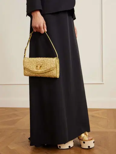 Valentino Garavani Devain Leather-trimmed Cloqué Shoulder Bag | Thumbnail 3 Valentino Garavani Devain Leather-trimmed Cloqué Shoulder Bag | Thumbnail 3