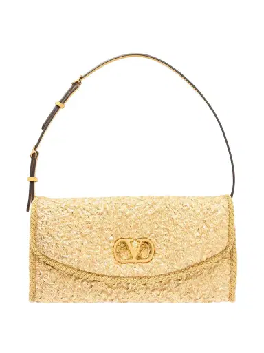 Valentino Garavani Devain Leather-trimmed Cloqué Shoulder Bag | Thumbnail 1 Valentino Garavani Devain Leather-trimmed Cloqué Shoulder Bag | Thumbnail 1