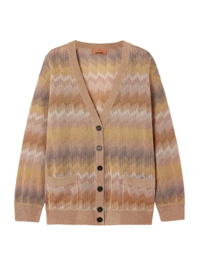 Striped Metallic Crochet-knit Cardigan