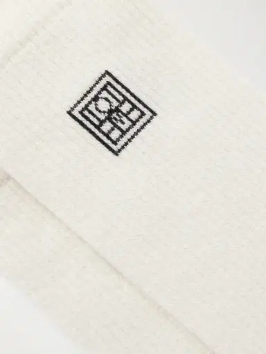 TOTEME Embroidered Ribbed Cotton-blend Socks | Thumbnail 2 TOTEME Embroidered Ribbed Cotton-blend Socks | Thumbnail 2